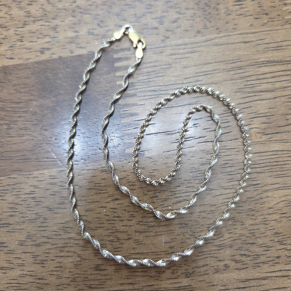 Gold and Silver Twisted Chain Necklace
